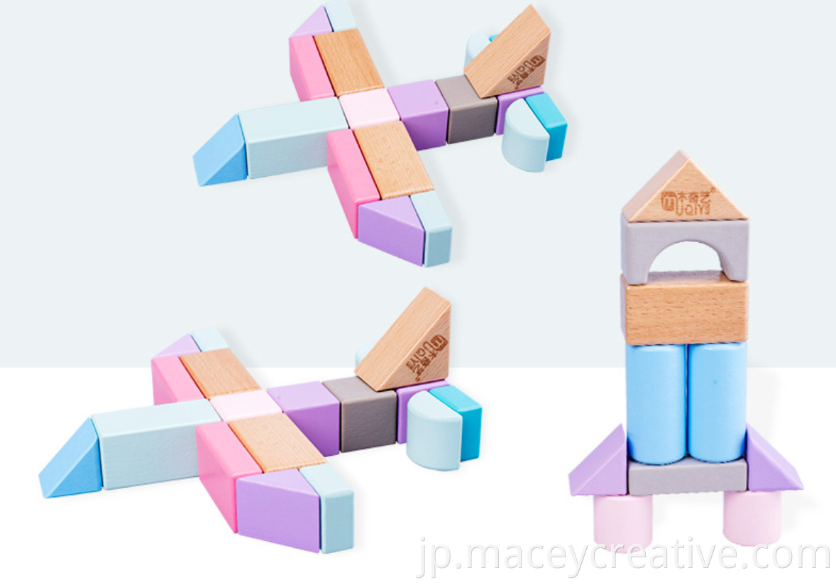 キッズカスタムカラフルな腹筋木製チャイルドパズルDIYビルディングブロックカーセットおもちゃのための卸売